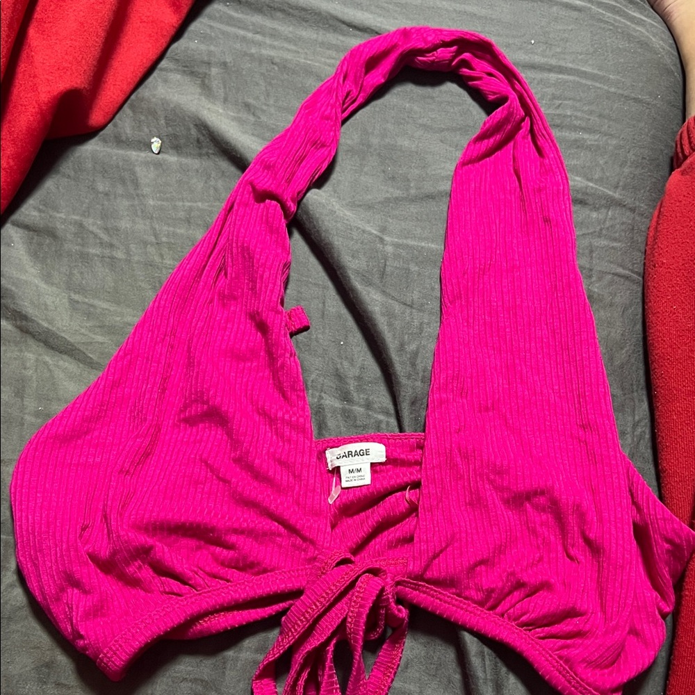Garage Vibrant Pink Halter Top
